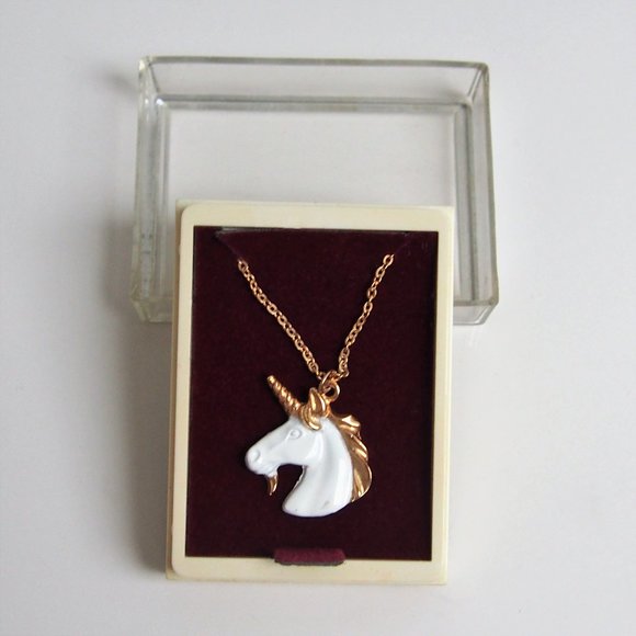 Spoontiques Jewelry - Vintage Spoontiques White Enamel Unicorn Necklace